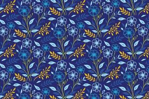 hand drawn floral pattern with repetition of cotton flowers rose outlines and minimal line sketches for textile and fashion use vector