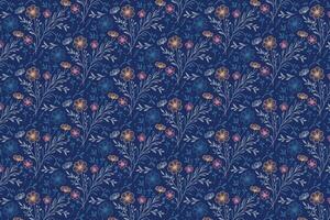 rose outline and cotton flower sketch design in abstract repetition for home fashion textile and surface applications vector