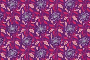 floral pattern with rose and cotton line illustrations arranged in repeating abstract texture for fashion textile and pillowcases vector