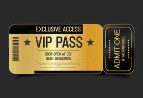 Gold and black VIP pass design template admit design template vector