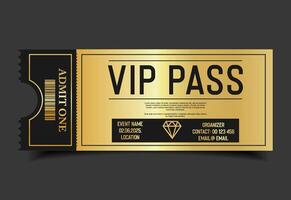 Gold VIP pass design template admit design template vector