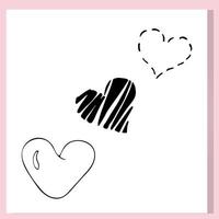 Minimalist Doodle Heart Icons in Black and White vector