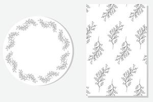 Minimalist Floral Frame and Seamless Botanical Pattern vector