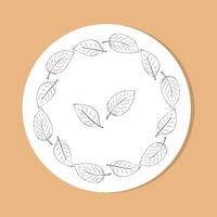 Minimalist Leaf Wreath in Circular Frame vector