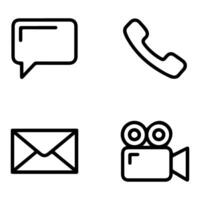 Minimalist contact communication icons representing messaging phone email and recording vector