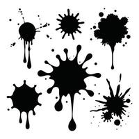 Set of 6 High-Resolution Black and White Splash Elements vector
