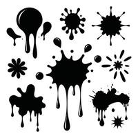 Black and White Splash Graphics - Set of 9 High-Resolution Ink and Paint Elements for Digital Art and Print vector