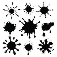 Black and White Splash Collection of 9 Unique High-Resolution Ink and Paint Elements for Graphic Design and Print vector