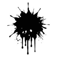 Grunge Black Ink Splash with Heavy Drips - High-Contrast Distressed Texture on White Background vector