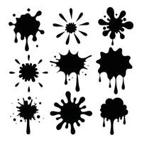 Black and White Splash Design Bundle of 9 Isolated High-Resolution Ink and Paint Textures for Digital and Print vector