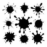 Black and White Ink Splash Illustration Set of 9 High-Quality Isolated Graphics for Branding and Design vector
