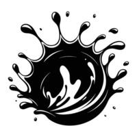 Black and White Water Splash - Abstract Ink-Style Fluid Motion on White Background vector