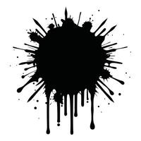 Grunge Black Ink Splash with Heavy Drips - Chaotic High-Contrast Texture on White Background vector
