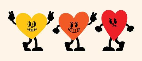 Sweet and vibrant design set hearts, smiling mascots, bold abstract forms and line illustrations for modern branding. vector