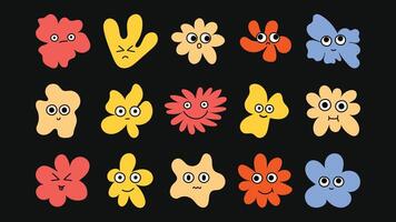 Creative logo and graphic bundle for promotional design, branding materials and web banners, with fun mascots, smiling characters and minimal icons. vector