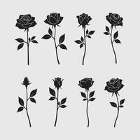 Set of decorative rose with flower bundle vector