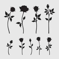 Set of decorative rose with flower vector