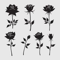 Set of decorative rose with flower set vector