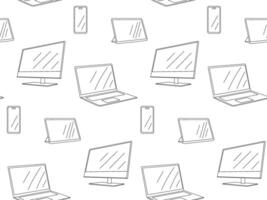 Minimal pattern with digital gadgets. background for electronics, devices and tech design vector
