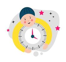 Time management. A man with a watch in his hands. vector