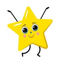 Yellow Star with Face and Arms and Legs on White Background vector