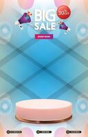 big sale discount template banner with blank space 3d podium for social media post with abstract gradient purple background design vector