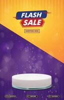 flash sale discount portait template banner with blank space 3d podium for social media post product sale with abstract gradient background design vector