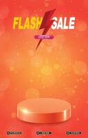flash sale discount template banner with blank space 3d podium for social media post product display with abstract gradient background vector