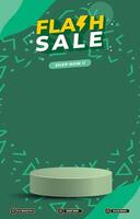 flash sale discount template banner with blank space 3d podium for social media post product sale with abstract gradient background design vector
