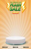 flash sale discount portait template banner with blank space 3d podium for social media post product sale with abstract gradient background vector