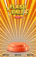 flash sale discount portait template banner with blank space 3d podium for social media post product sale with abstract gradient orange background vector