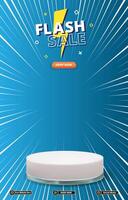 flash sale discount template banner with blank space 3d podium for product display with abstract gradient background vector