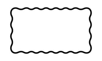 Rectangle frame with scalloped edges. Rectangular shape with undulated borders. Picture or photo frame, empty text box, tag or label isolated on white background. graphic illustration vector