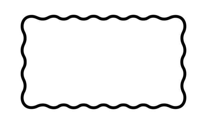 Rectangle frame with scalloped edges. Rectangular shape with undulated borders. Picture or photo frame, empty text box, tag or label isolated on white background. graphic illustration