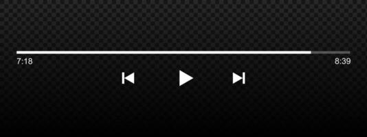 Audio or player interface template with progress loading bar, play, rewind and fast forward buttons. Mediaplayer playback panel in mobile application. graphic illustration vector