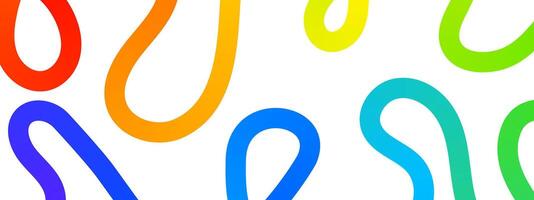 Rainbow loops and squiggles background. Colorful dynamic curves. Multicolored doodle lines. Trendy minimalistic print for banners or posters. LGBT, fun or happy theme wallpaper. illustration vector