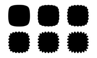 Set of squares with rounded corners or squircles with wavy borders. Simple geometric shapes isolated on white background. Wiggly design elements, labels, tags or boxes. graphic illustration vector