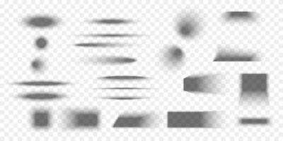Set of packing box shadow effects. Different realistic soft grey shapes. Square and rectangle, round and oval package shades realistic illustration vector