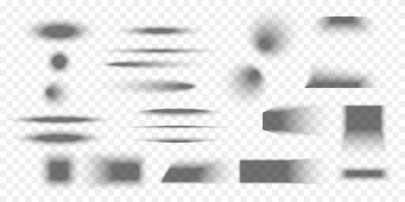 Set of packing box shadow effects. Different realistic soft grey shapes. Square and rectangle, round and oval package shades realistic illustration