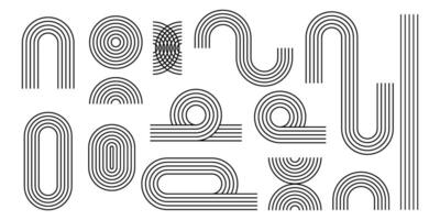 Archway and round lines and shapes. Arch, circle and semicircle geometric figures in trendy boho style. Minimalistic design elements for modern templates. graphic illustration vector