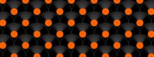 Vinyl discs seamless pattern. Repeating gramophone LP or long play music records icons isolated on white background. 70s 80s 2000s discotheque or techno party background. flat illustration vector