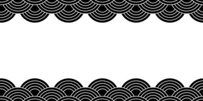 Banner template with oriental ornament with round shapes and blank space. Waves background. Blank and white seigaiha pattern. Scallops print. Fish squama or snake scale. flat illustration vector
