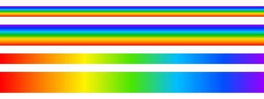 Visible light spectrum lines. Sunlight ultraviolet colors. Multicolored wavelengths. Borders with colorful rainbow print isolated on white background. illustration vector