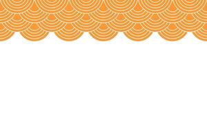 Backstage with empty space. Japanese seigaiha pattern. Scallops print. Fish squama or dragon scale. Orange waves texture. Simple geometric ornament with round shapes. flat illustration vector