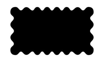 Rectangular shape with wavy borders. Scalloped rectangle. Empty text box, stamp, tag or label isolated on white background. graphic illustration vector