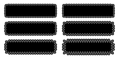 Set of rectangle forms with wiggly edges. Rectangular shapes with wavy borders. Empty text boxes, tags or labels isolated on white background. graphic illustration vector