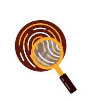 Flat icon of a fingerprint and magnifying glass, symbolizing forensic evidence and criminal investigation vector