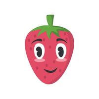 Strawberry colorful collection of adorable fruit and vegetable characters with various facial expressions in cartoon style vector