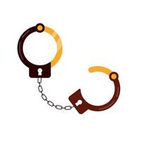 Handcuffs with chain on white background vector