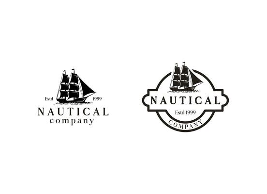 Traditional ship logo design. Nautical company logo
